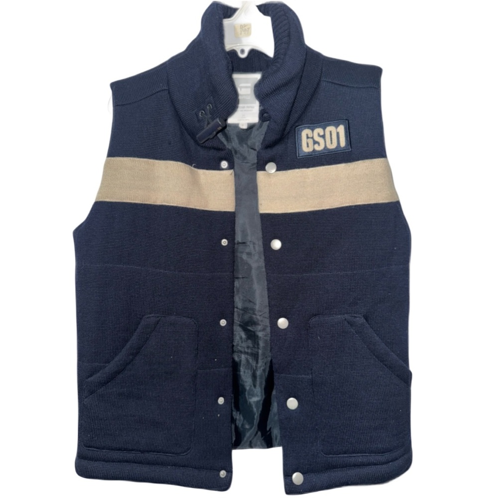 G-Star Indigo Knit Vest with Signature GS01 Patch